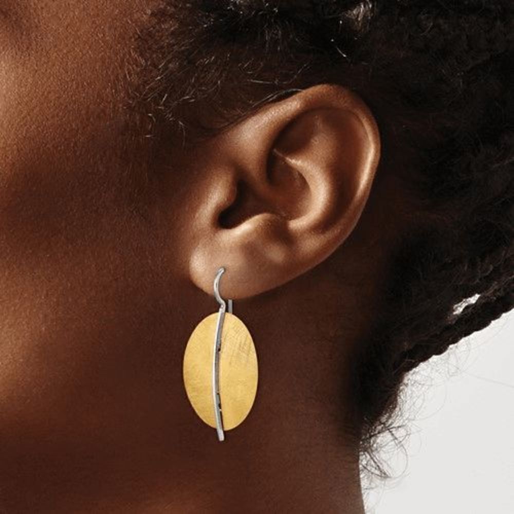 Leslie's Sterling Silver Radiant Essence Gold-tone Dangle Earrings - Picture 4 of 4